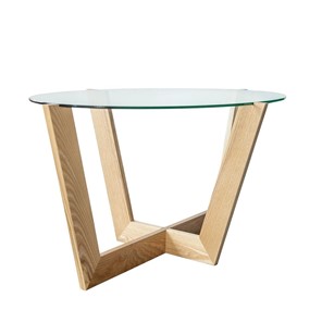 Овальный столик Оникс-6, Натуральный массив/Прозрачное стекло в Санкт-Петербурге