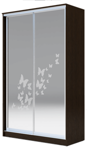 Шкаф 2-х дверный 2200х1682х420 два зеркала, "Бабочки" ХИТ 22-4-17-66-05 Венге Аруба в Санкт-Петербурге - предосмотр