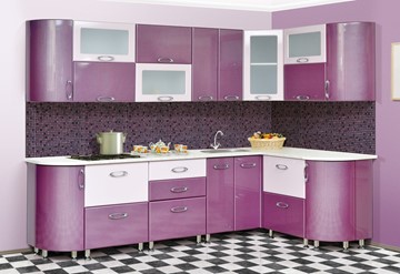 Кухня угловая Мыло 128 2700х1500, цвет Фиолет/Пастель фиолет в Санкт-Петербурге