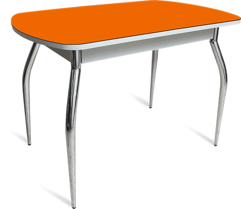 Стол обеденный ПГ-04 СТ белое/оранжевое/хром фигурные в Санкт-Петербурге - изображение