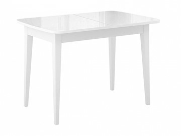 Кухонный стол раскладной Dikline M110 Белый/стекло белое глянец/ножки MM белые в Санкт-Петербурге