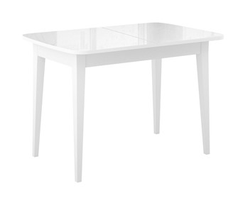 Кухонный раздвижной стол Dikline M120 Белый/стекло белое глянец/ножки MM белые в Санкт-Петербурге