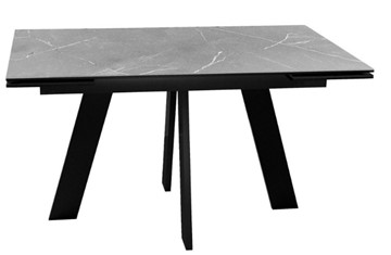 Обеденный раздвижной стол DikLine SKM140 Керамика серый мрамор/подстолье черное/опоры черные (2 уп.) в Гатчине