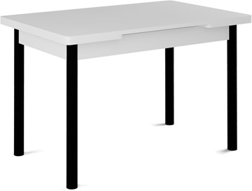 Кухонный стол раздвижной Милан-1 EVO, ноги металлические черные, белый цемент в Санкт-Петербурге - предосмотр