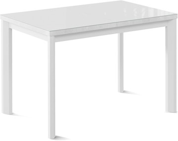 Кухонный раскладной стол Нагано-1G (ноги металлические белые, стекло cristal/белый цемент) в Гатчине