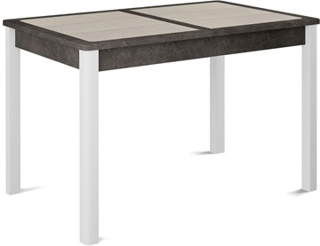 Кухонный стол раздвижной Ницца-1 ПЛ (ноги белые, плитка бежевая/серый камень) в Санкт-Петербурге