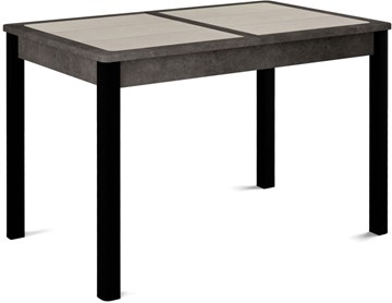 Кухонный стол раскладной Ницца-2 ПЛ (ноги черные, плитка бежевая/серый камень) в Гатчине