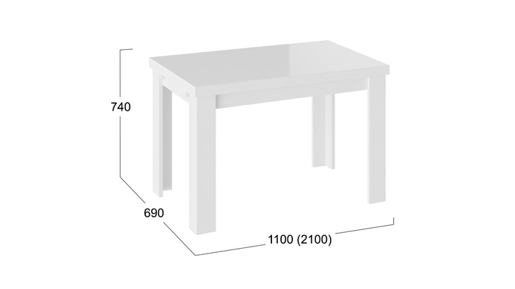 Раздвижной стол Норман тип 1, цвет Белый/Стекло белый глянец в Санкт-Петербурге - изображение 2