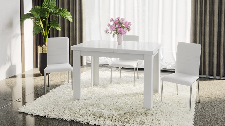 Раздвижной стол Норман тип 1, цвет Белый/Стекло белый глянец в Санкт-Петербурге - изображение 4