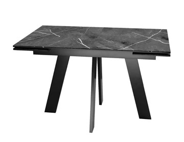 Стол раздвижной SKM 120, керамика черный мрамор/подстолье черное/ножки черные в Выборге