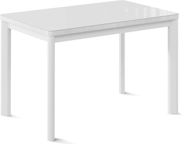Кухонный стол раскладной Токио-3G (ноги металлические белые, стекло cristal/белый цемент) в Гатчине