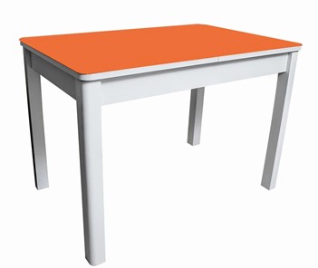 Кухонный стол Айсберг-05 СТ2, белое ЛДСП/стекло оранжевое/прямые массив белый в Санкт-Петербурге