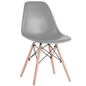 Комплект обеденных стульев 4 шт. BRABIX "Eames CF-010", пластик серый, опоры дерево/металл, 532632, 2033A в Санкт-Петербурге