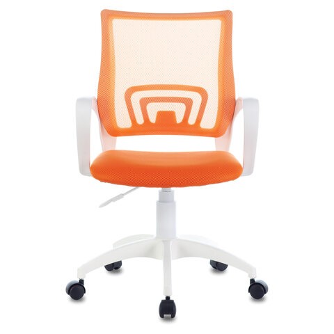 Компьютерное кресло Brabix Fly MG-396W (с подлокотниками, пластик белый, сетка, оранжевое) 532401 в Санкт-Петербурге - изображение 1