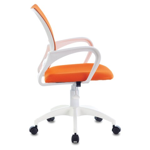 Компьютерное кресло Brabix Fly MG-396W (с подлокотниками, пластик белый, сетка, оранжевое) 532401 в Санкт-Петербурге - изображение 2