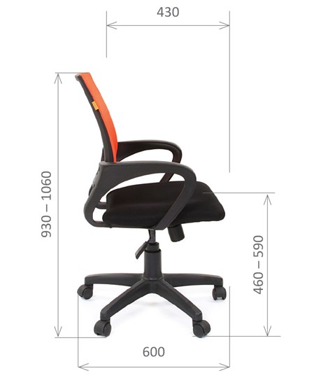 Офисное кресло CHAIRMAN 696 black Сетчатый акрил DW66 оранжевый в Санкт-Петербурге - изображение 2