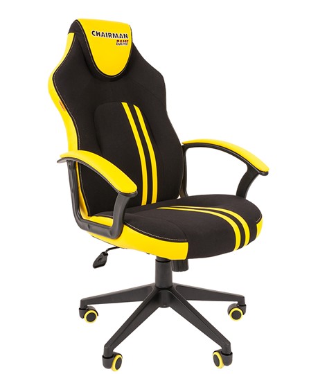 Кресло игровое CHAIRMAN GAME 26  Экокожа - Ткань стандарт. Черный/желтый в Санкт-Петербурге - изображение 1