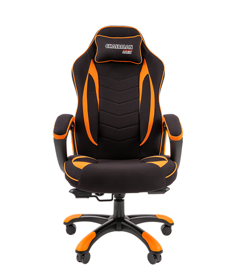 Кресло игровое CHAIRMAN GAME 28 Полиэстер комбинированная ткань оранжевый/черный в Санкт-Петербурге - изображение 2
