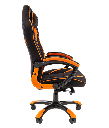 Кресло игровое CHAIRMAN GAME 28 Полиэстер комбинированная ткань оранжевый/черный в Санкт-Петербурге - изображение 3