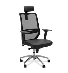 Кресло для руководителя Aero lux с подголовником, сетка/ткань TW / черная/черная в Санкт-Петербурге
