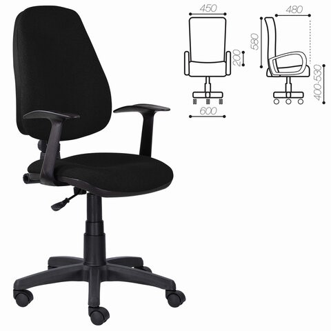Кресло в офис Brabix Comfort MG-321, регулируемая эргономичная спинка, ткань, черное в Санкт-Петербурге - изображение 5