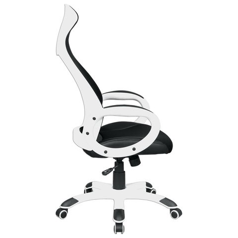 Кресло компьютерное Brabix Premium Genesis EX-517 (пластик белый, ткань/экокожа/сетка черная) 531573 в Санкт-Петербурге - изображение 2