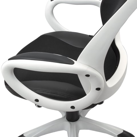 Кресло компьютерное Brabix Premium Genesis EX-517 (пластик белый, ткань/экокожа/сетка черная) 531573 в Санкт-Петербурге - изображение 6