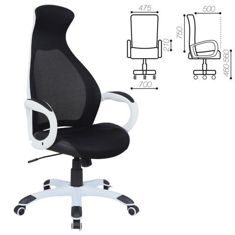 Кресло компьютерное Brabix Premium Genesis EX-517 (пластик белый, ткань/экокожа/сетка черная) 531573 в Санкт-Петербурге - изображение 1