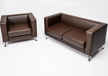 Комплект мебели Альбиони коричневый кожзам  диван 2Д + кресло в Санкт-Петербурге