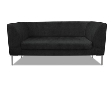 Мягкий офисный диван Сиеста 2-местный, ткань Сахара / черная С49 в Санкт-Петербурге