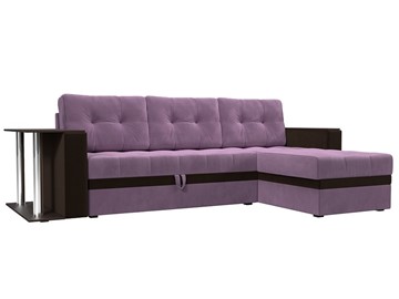 Угловой диван для гостиной Атланта М, Сиреневый/Коричневый (микровельвет) в Санкт-Петербурге