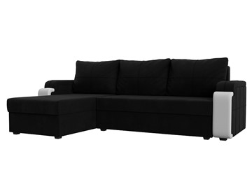 Угловой диван с оттоманкой Николь лайт, Черный/Белый (микровельвет/экокожа) в Санкт-Петербурге