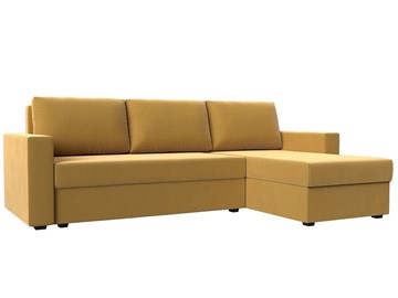 Угловой диван с оттоманкой Траумберг Лайт, Желтый (микровельвет) в Санкт-Петербурге