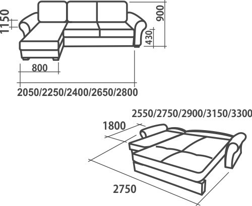 Угловой диван Аккордеон-1, 315 (круглые подлокотники) с коробом в Санкт-Петербурге - изображение 1