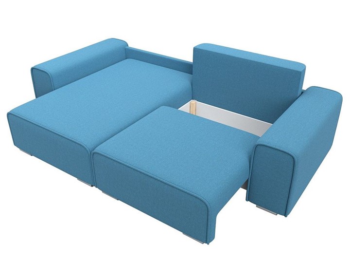 Угловой диван с оттоманкой Лига-029, Амур голубой (Рогожка) в Санкт-Петербурге - изображение 1