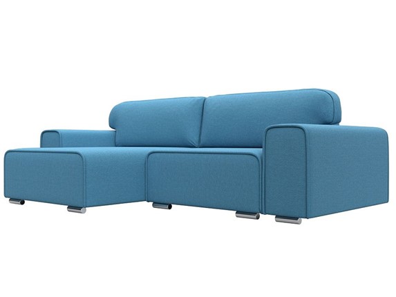 Угловой диван с оттоманкой Лига-029, Амур голубой (Рогожка) в Санкт-Петербурге - изображение
