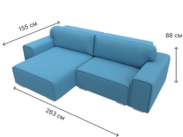 Угловой диван с оттоманкой Лига-029, Амур голубой (Рогожка) в Санкт-Петербурге - изображение 8
