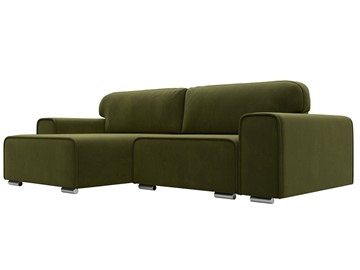 Угловой диван с оттоманкой Лига-029, Зеленый (Микровельвет) в Санкт-Петербурге