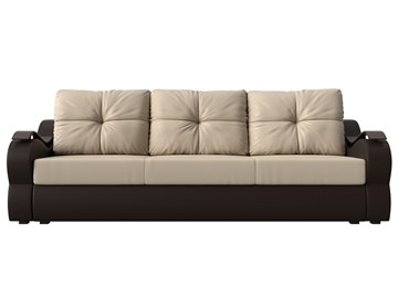 Прямой диван Меркурий еврокнижка, Бежевый/коричневый (экокожа) в Санкт-Петербурге - предосмотр 1
