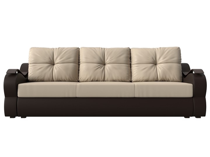 Прямой диван Меркурий еврокнижка, Бежевый/коричневый (экокожа) в Санкт-Петербурге - изображение 1