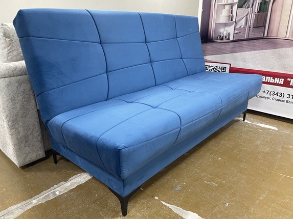 Прямой диван Ривьера БД 2022 Ground 10 синий велюр в Санкт-Петербурге - изображение