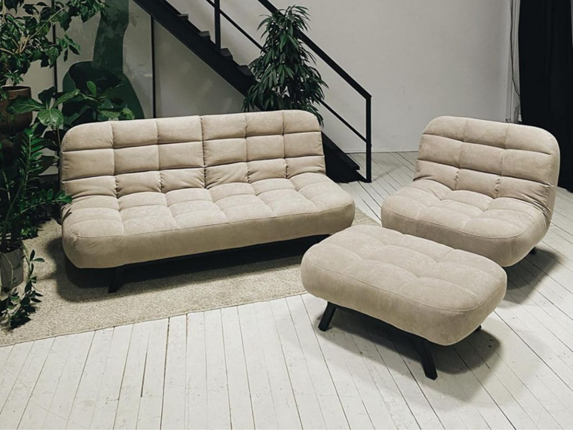 Комплект мебели Абри цвет бежевый диван + кресло +пуф пора металл в Санкт-Петербурге - изображение