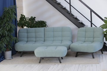 Комплект мебели Абри цвет мята кресло + диван + пуф опора металл в Санкт-Петербурге