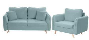 Комплект мебели Бертон голубой диван+ кресло в Санкт-Петербурге