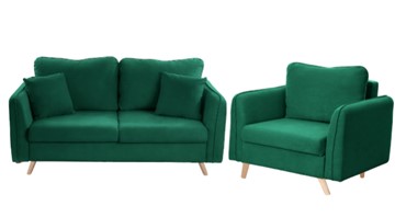 Комплект мебели Бертон изумрудный диван+ кресло в Санкт-Петербурге