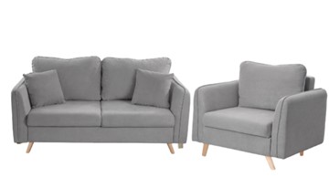 Комплект мебели Бертон серый диван+ кресло в Санкт-Петербурге