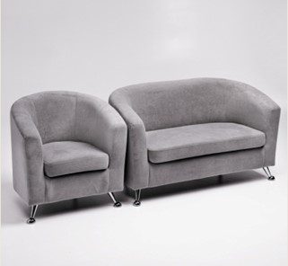 Комплект мебели Брамс  цвет серый диван 2Д + кресло в Санкт-Петербурге - предосмотр
