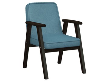 Кресло мягкое Ретро ткань голубой, каркас венге в Выборге