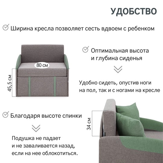 Кресло-кровать Polto серо-коричневый/шалфей (рогожка) в Санкт-Петербурге - изображение 20