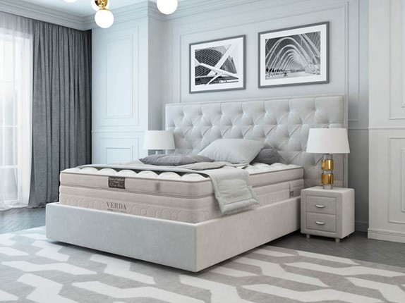 Кровать в спальню Classic/Island M 160х200, Флок (Велсофт Дымчатый) в Санкт-Петербурге - изображение
